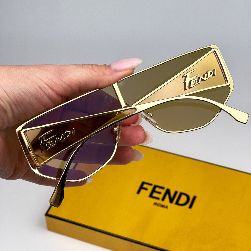 Fendi FE40051U 32G Sunglasses Shiny Gold Solid Yellow Shield Unisex FE 40051U - Picture 1 of 14
